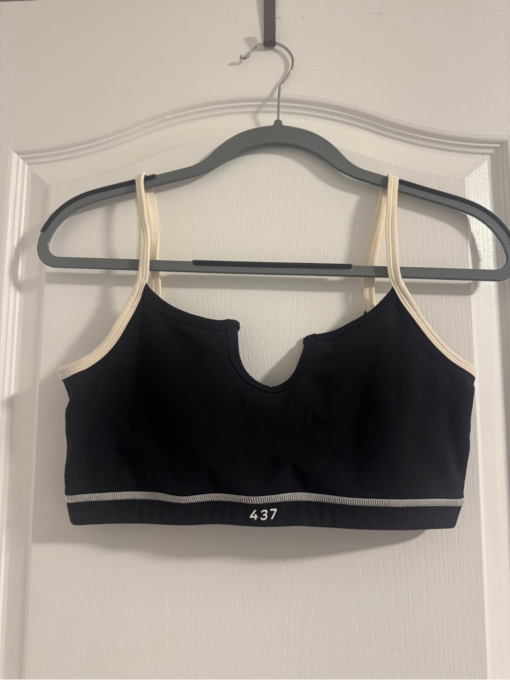 🖤 437 Micro Sports Bra - Black with White Trim
